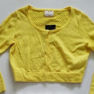PINS AND NEEDLES yellow knit cropped cardigan
